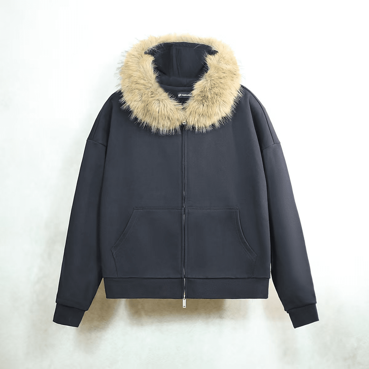Heavyweight Fur-Trim Zip-Up Hoodie - Casual, Chic Streetwear