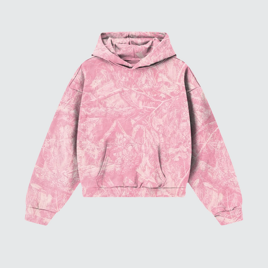 Heavyweight Pink Camo Fleece Hoodie - Premium Pullover Hooded Sweatshirt