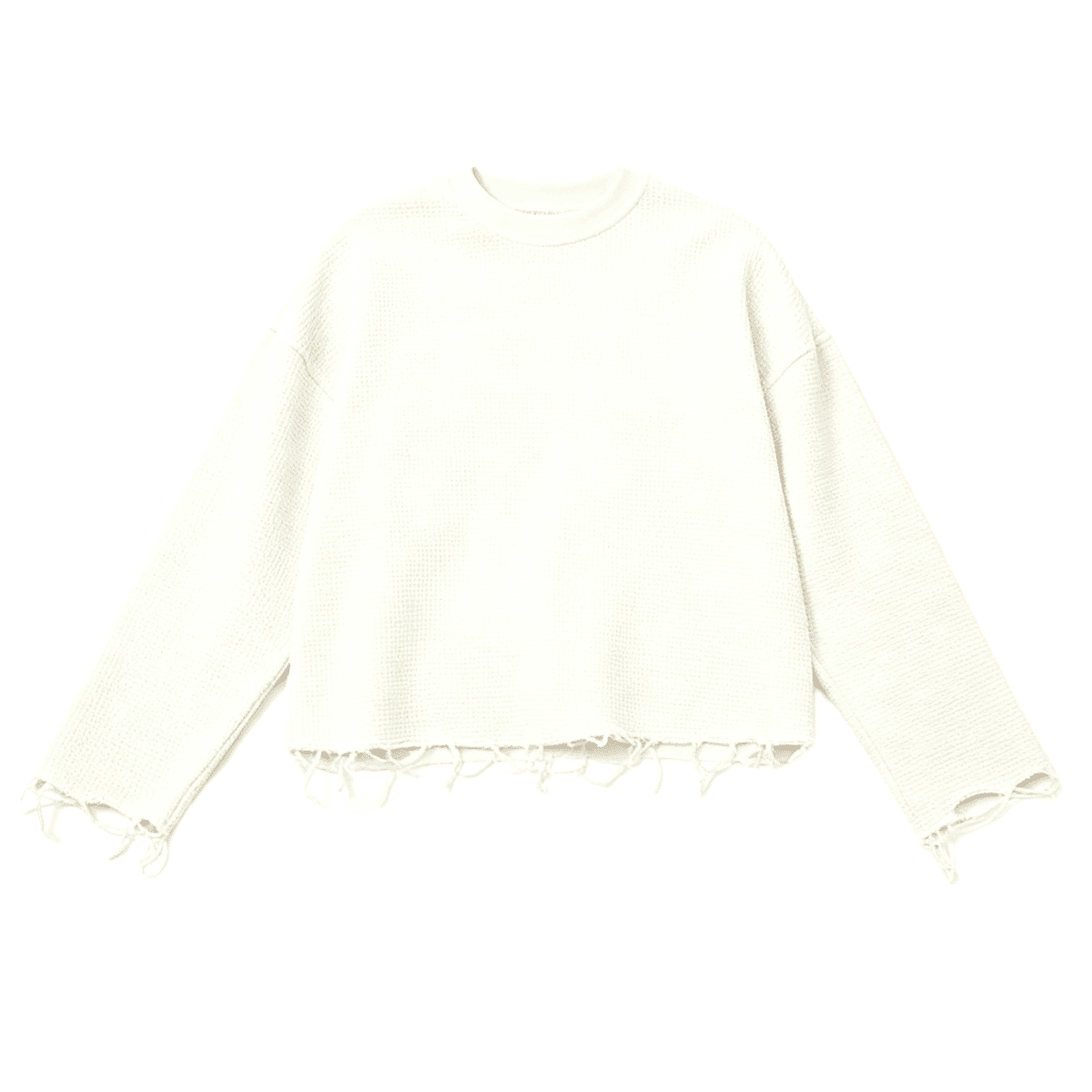 Heavyweight Waffle Cropped Long-Sleeve Shirt