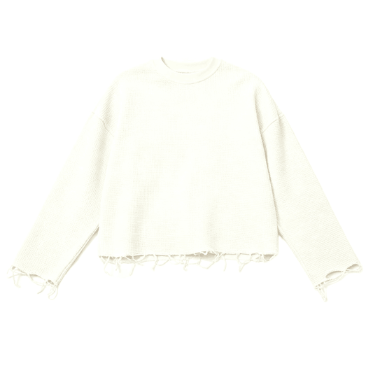 Heavyweight Waffle Cropped Long-Sleeve Shirt