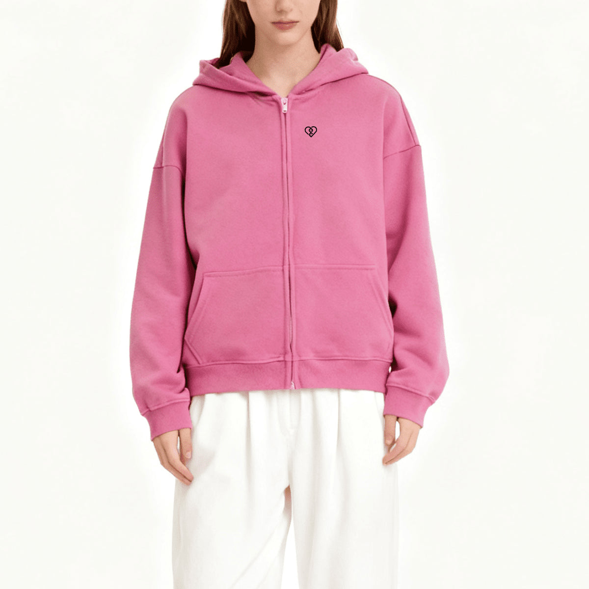 Cropped Oversized Zip-up Hoodie