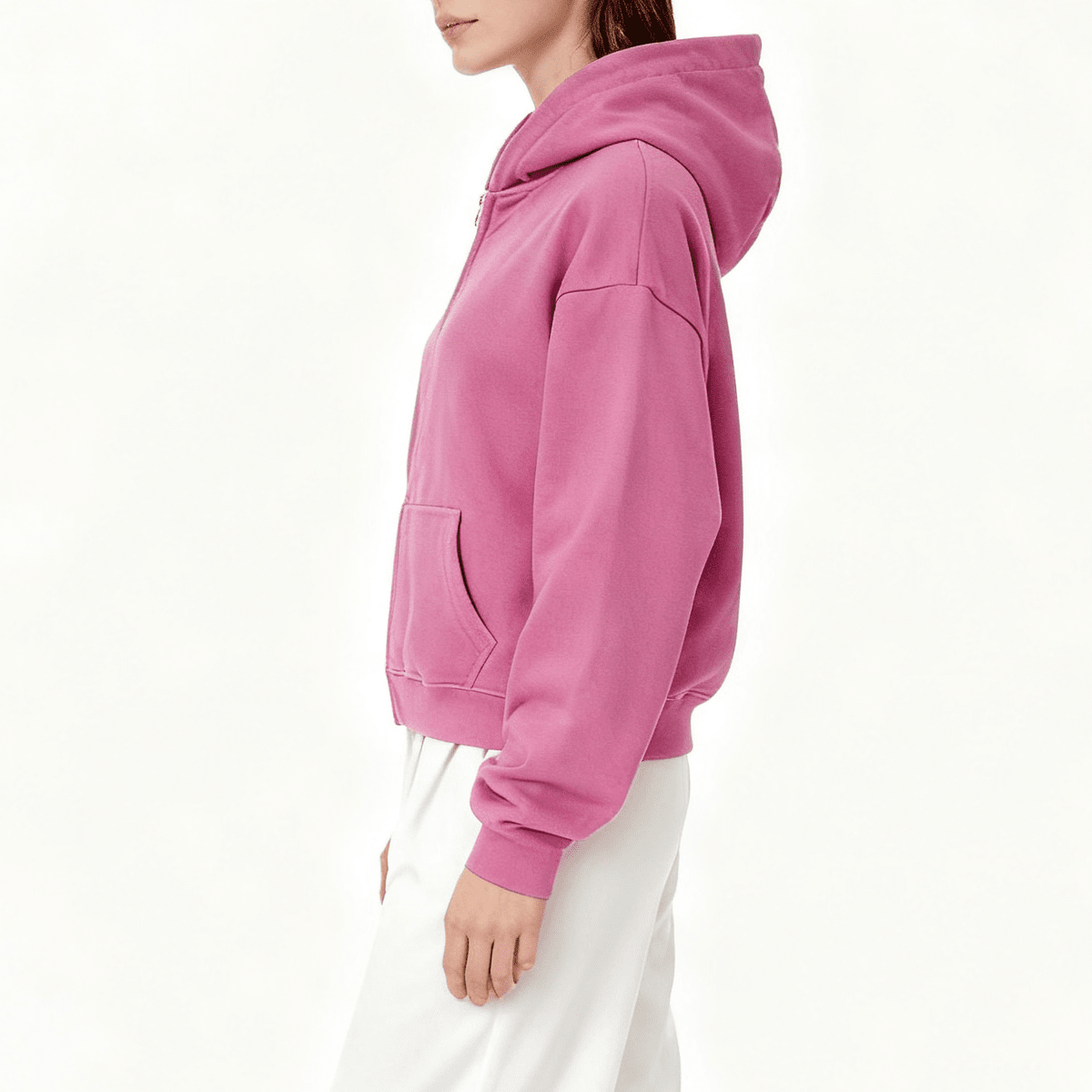 Cropped Oversized Zip-up Hoodie