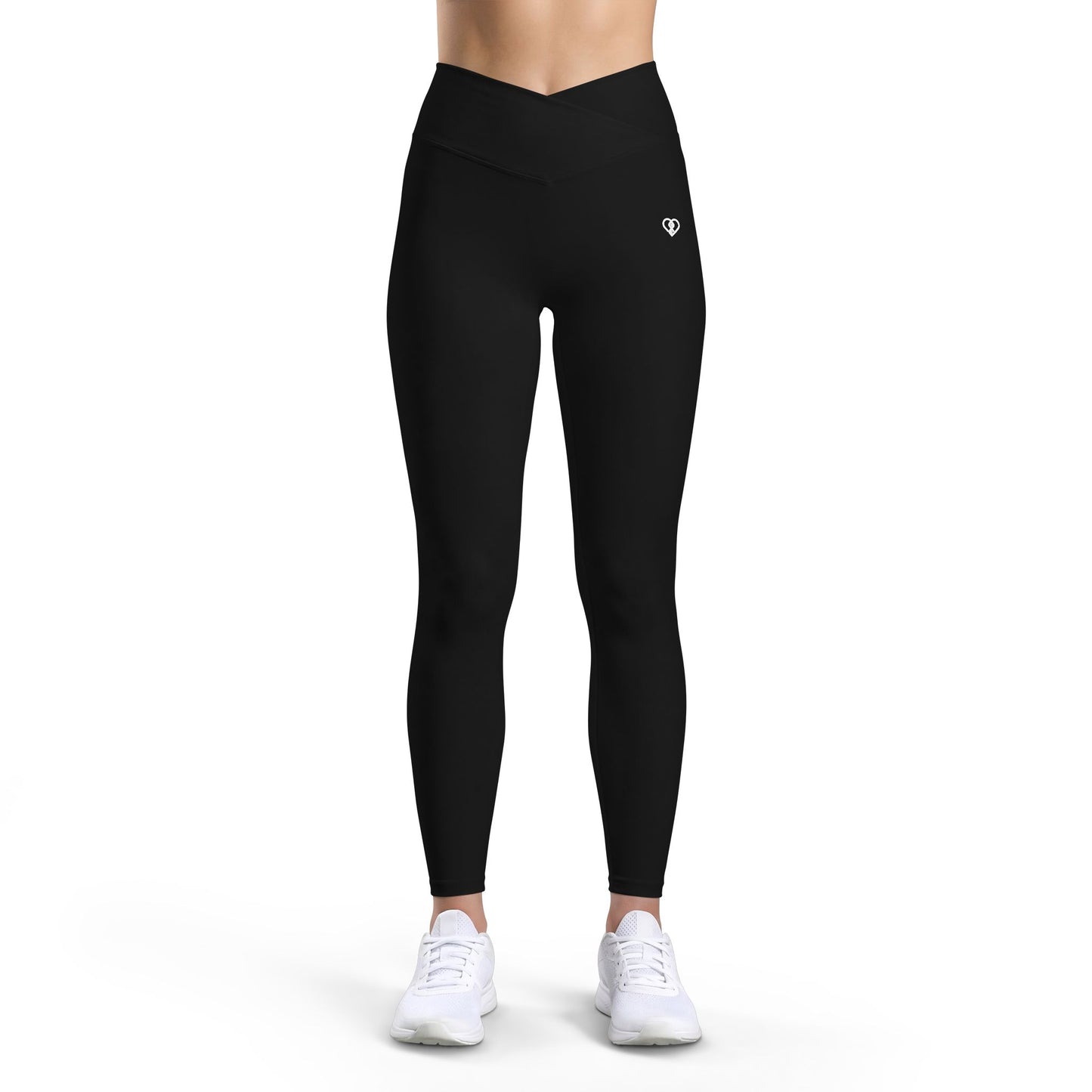 Women’s Luxe Leggings — High-Waist Black Athletic Leggings with Subtle Heart Logo