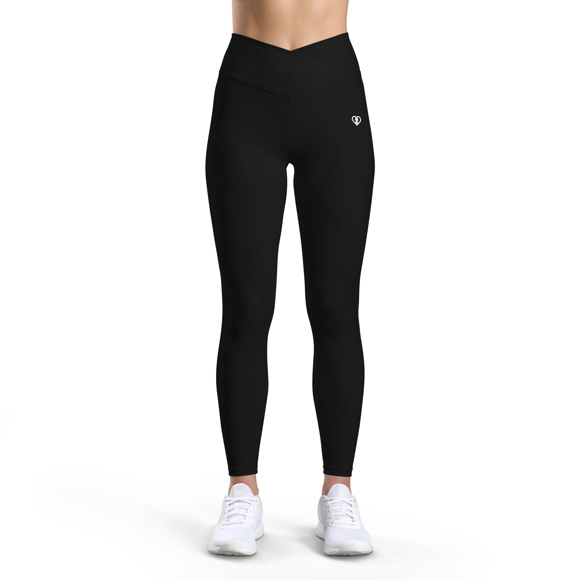 Women’s Luxe Leggings — High-Waist Black Athletic Leggings with Subtle Heart Logo