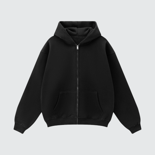 Heavyweight Fleece Zip-Up Oversized Hoodie - Casual Streetwear Zip Sweatshirt