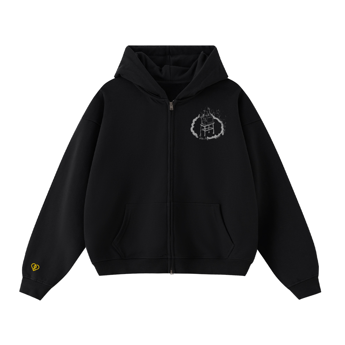 Respect GRRL Cropped Double Zip Hoodie