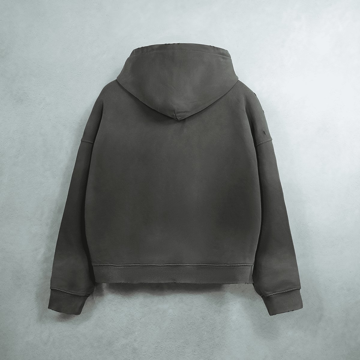 Heavyweight Distressed Dystopian Streetwear Zip-Up Hoodie