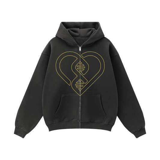 Heart of Gold Oversized Zip Hoodie
