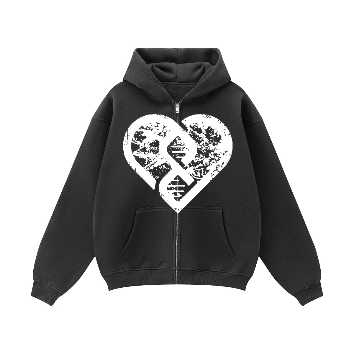 Brand Grunge Oversized Zip Hoodie