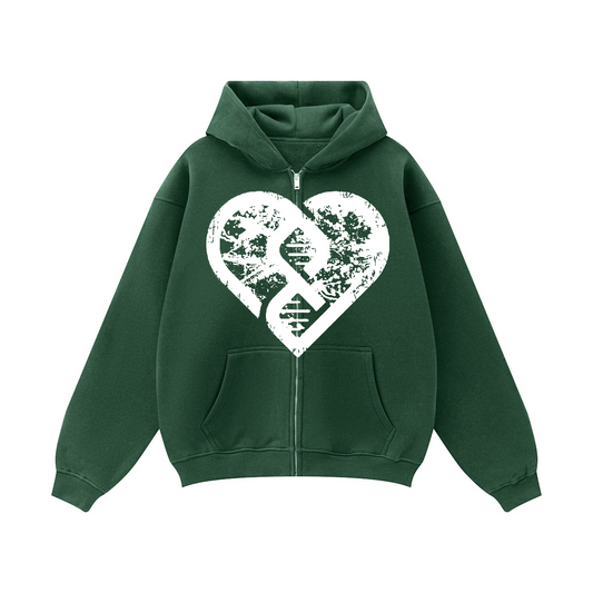 Brand Grunge Oversized Zip Hoodie