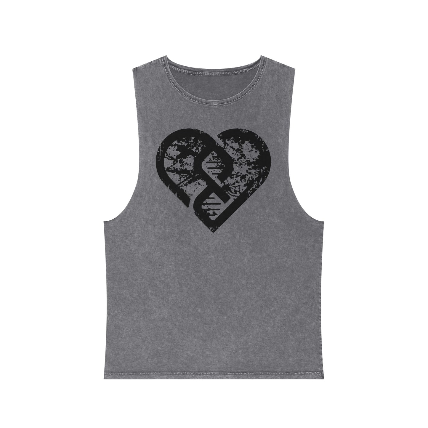 Stonewash Tank Top with Distressed Heart DNA Graphic