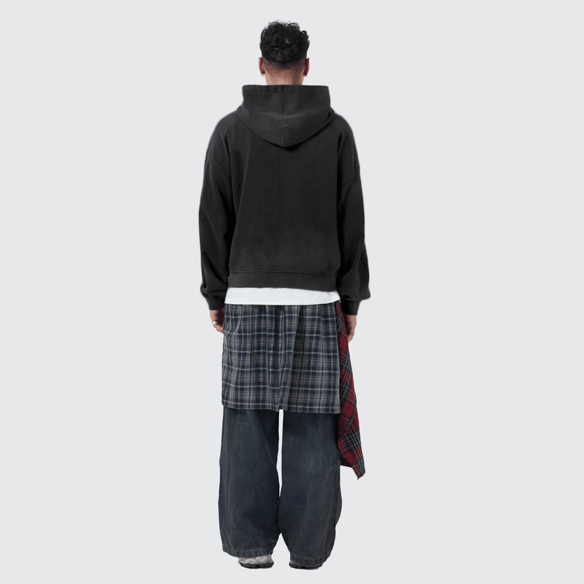 Heavyweight Distressed Dystopian Streetwear Zip-Up Hoodie