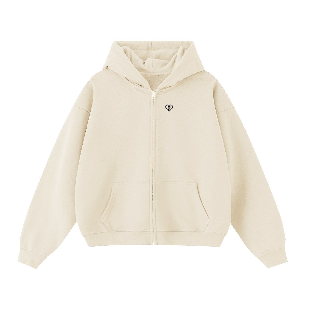 Cropped Oversized Zip-up Hoodie