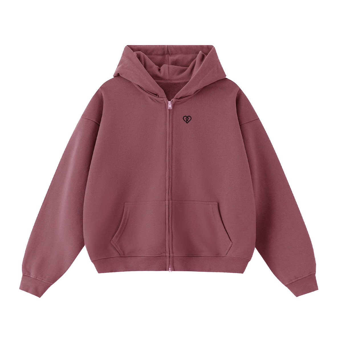 Cropped Oversized Zip-up Hoodie