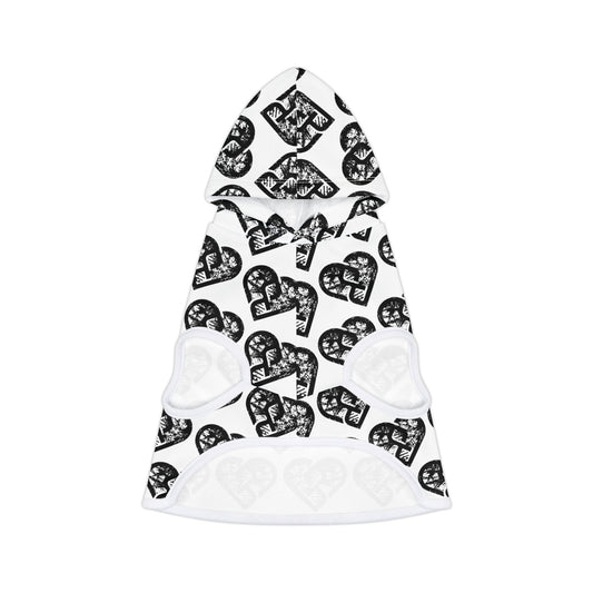 Heart Pattern Pet Hoodie — Black & White Grunge Hearts Dog Hoodie