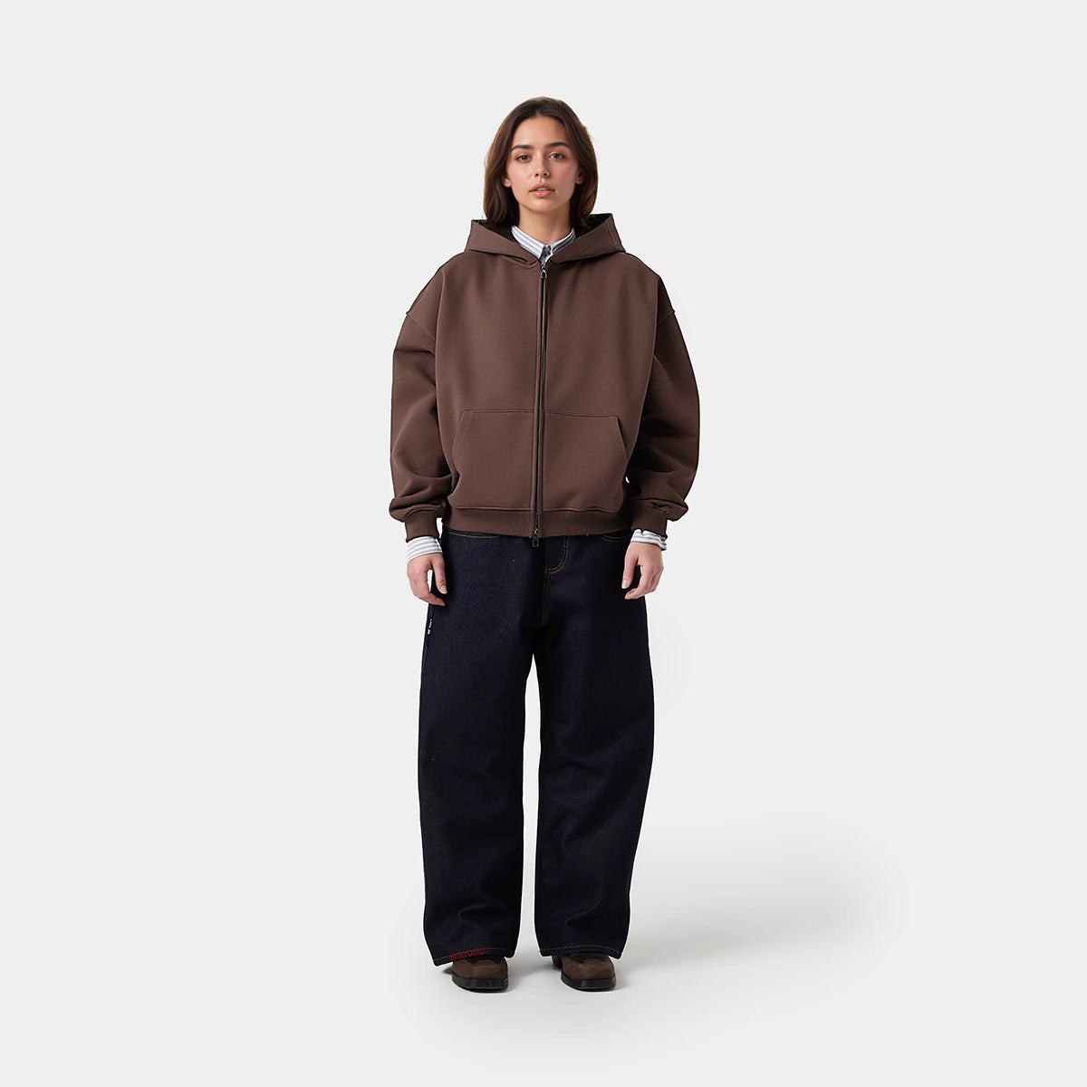 Heavyweight Cropped Double-Zip Hoodie - Casual Streetwear Sweatshirt