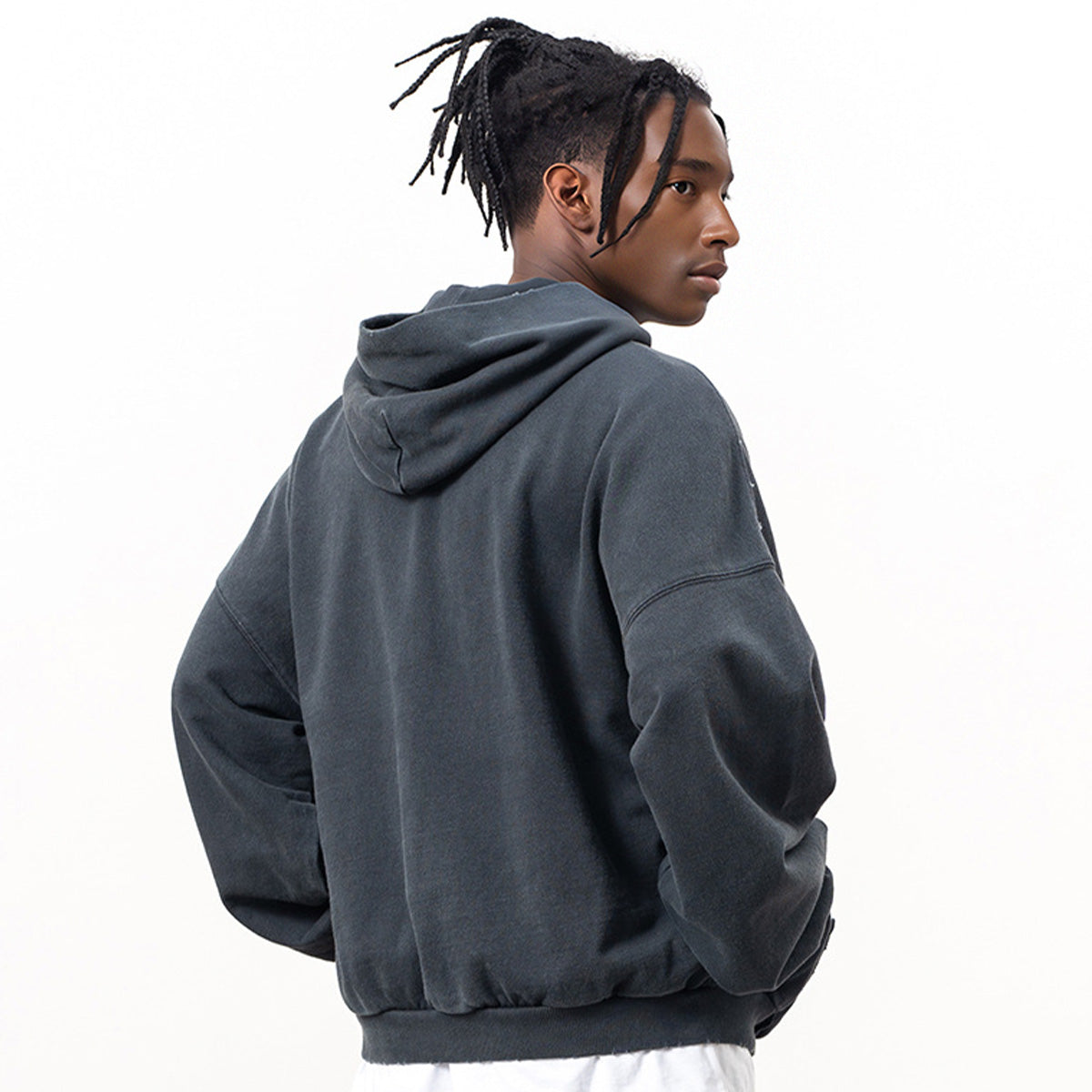 Oversized Heavyweight Distressed Hoodie W Reversed Pocket - Premium Streetwear Sweatshirt