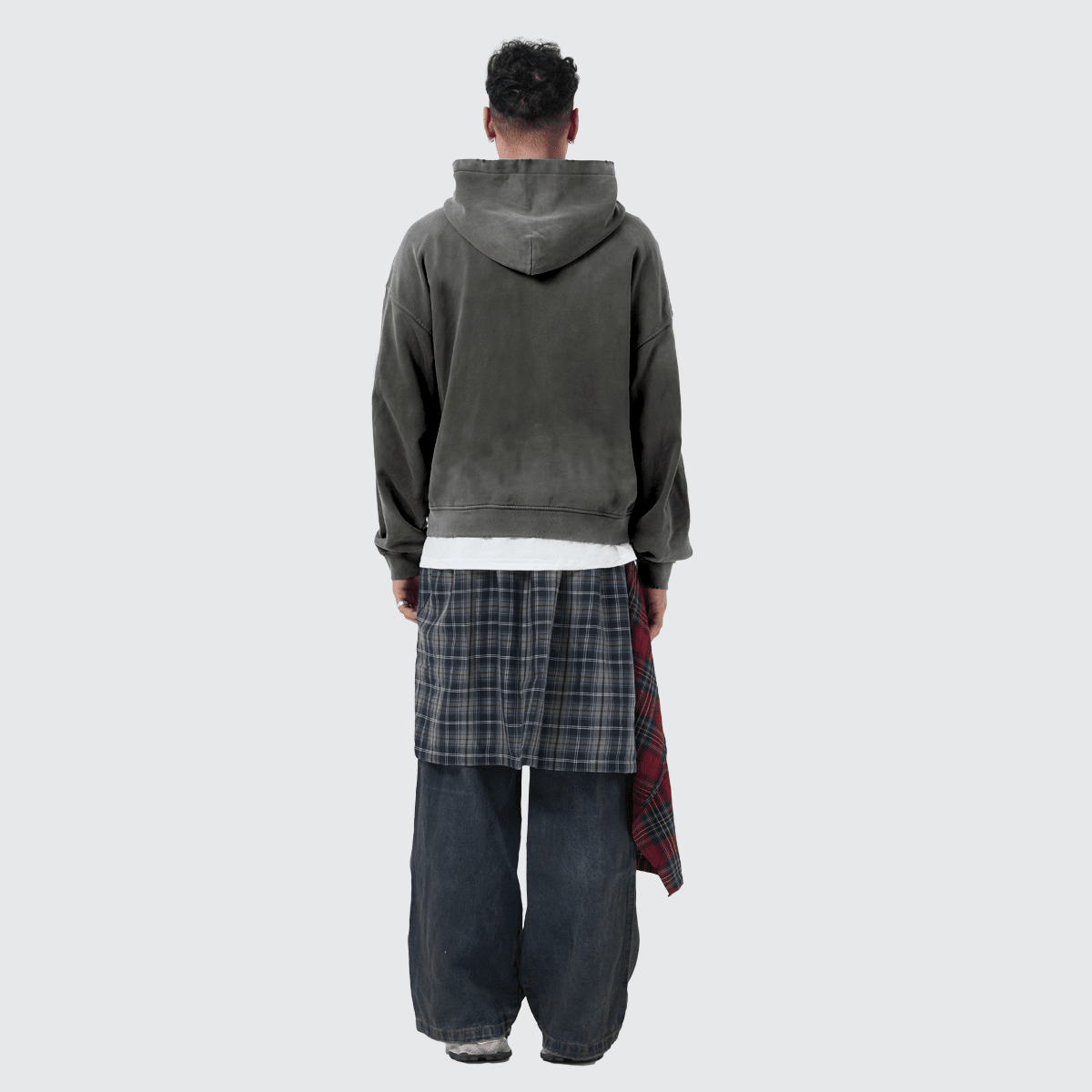 Heavyweight Distressed Dystopian Streetwear Zip-Up Hoodie