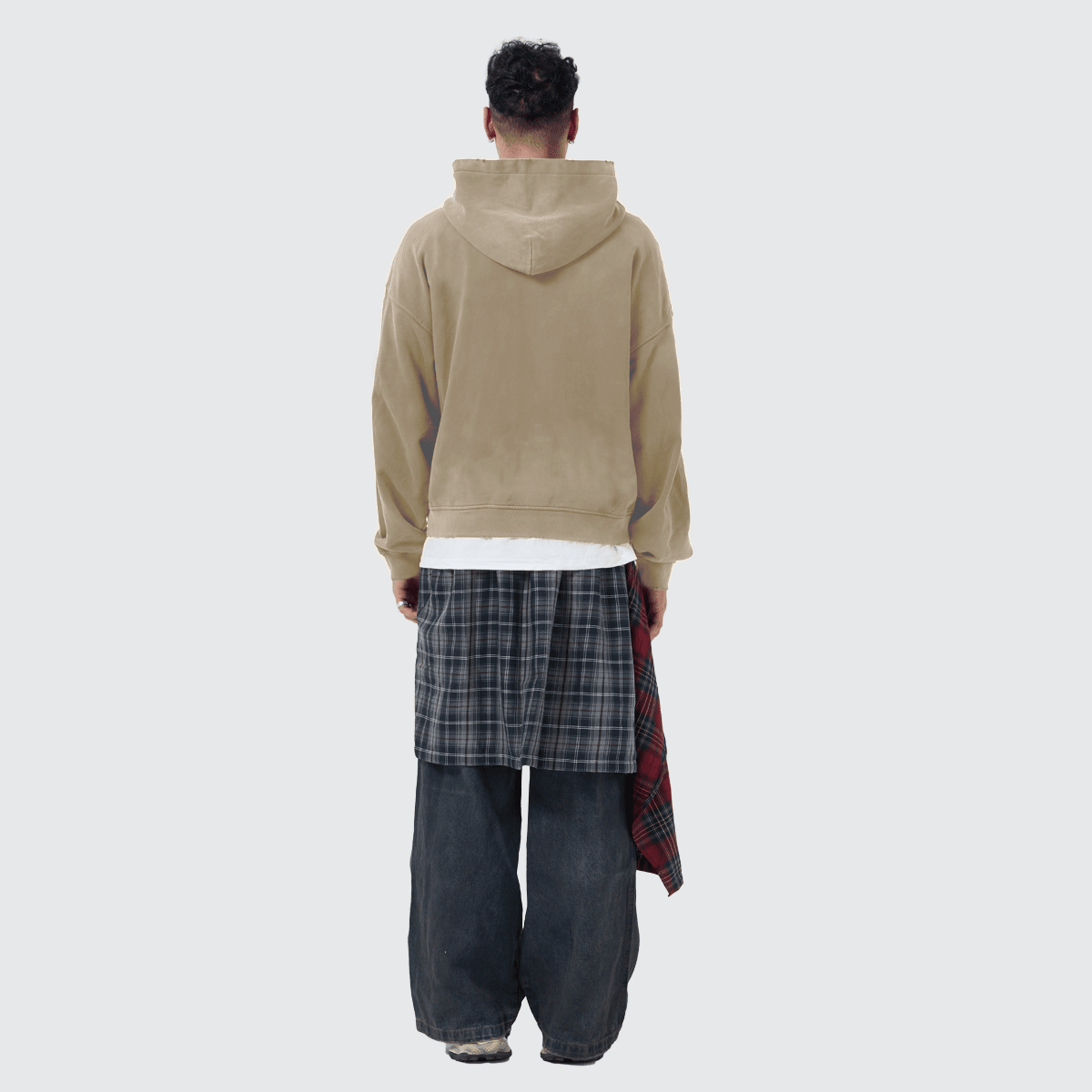 Heavyweight Distressed Dystopian Streetwear Zip-Up Hoodie