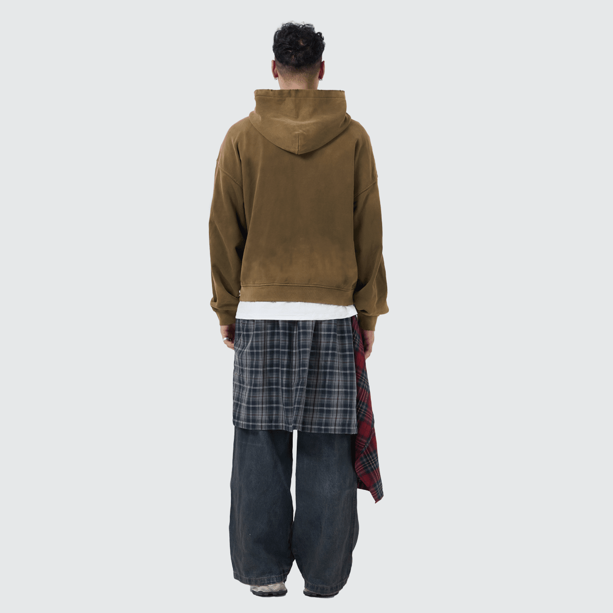 Heavyweight Distressed Dystopian Streetwear Zip-Up Hoodie