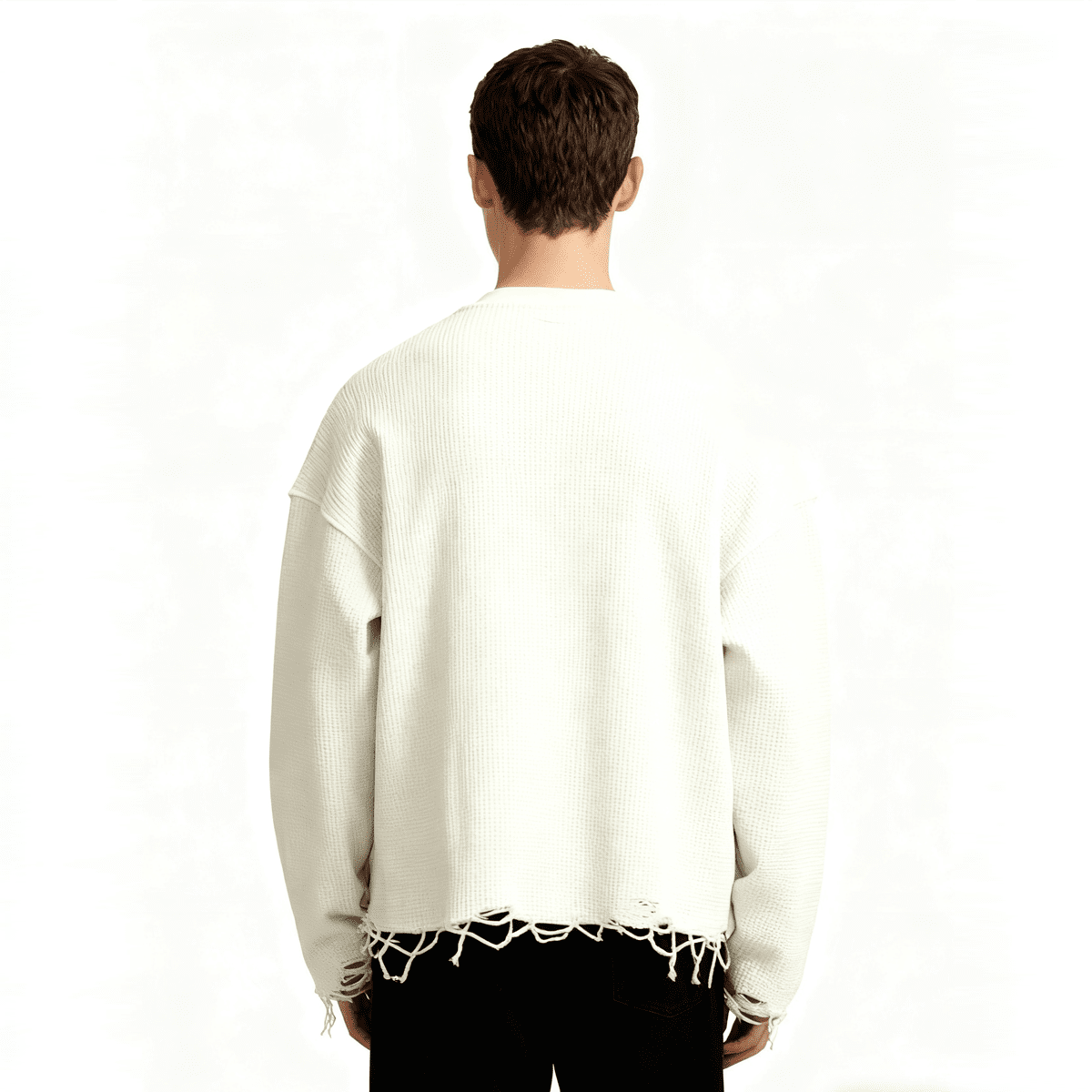 Heavyweight Waffle Cropped Long-Sleeve Shirt