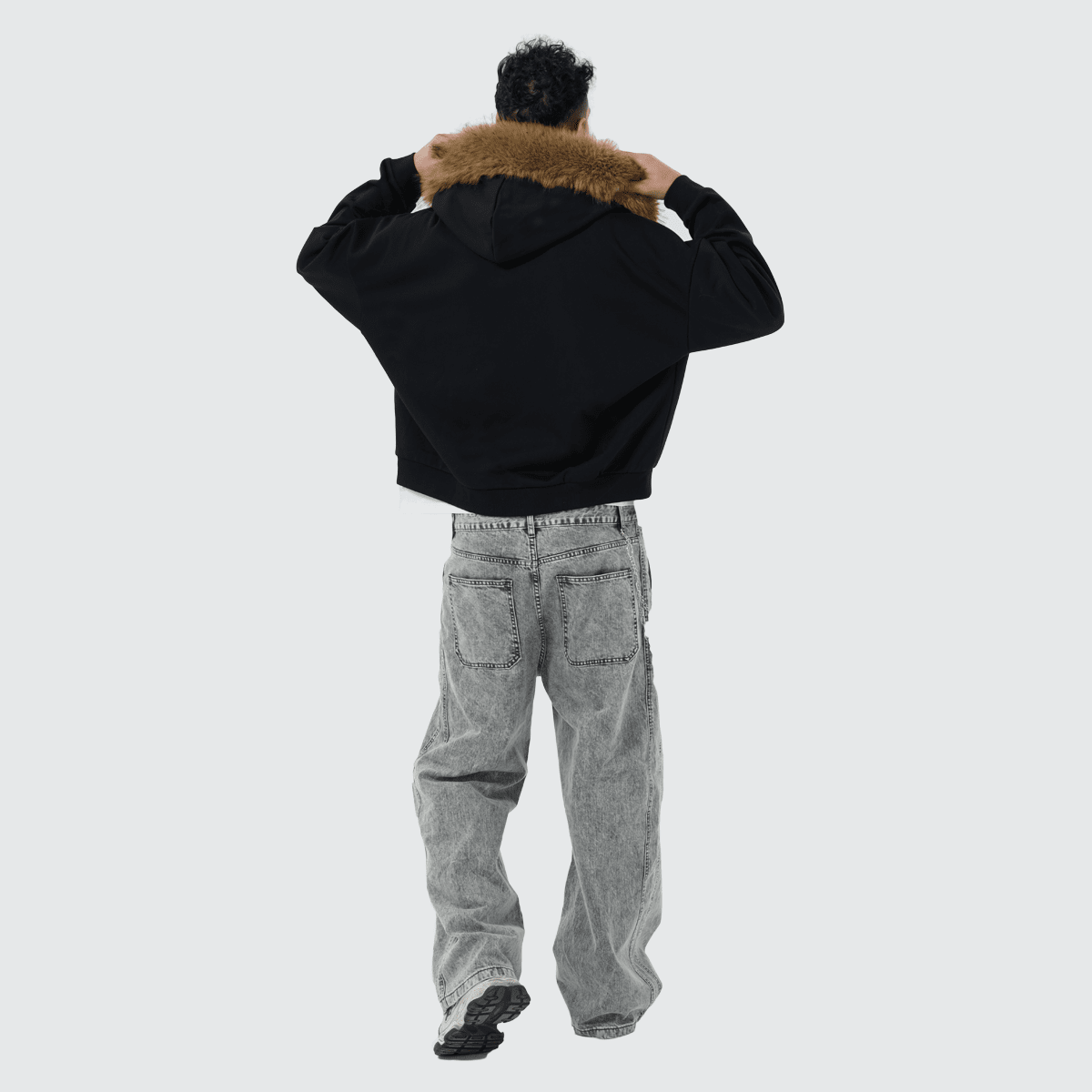 Heavyweight Fur-Trim Zip-Up Hoodie - Casual, Chic Streetwear
