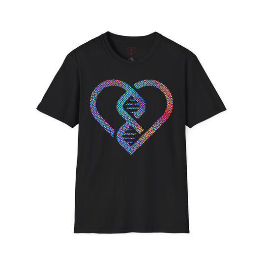 DNA Heart T-Shirt — Colorful Halftone