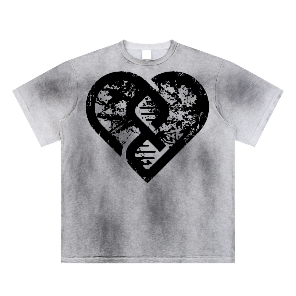 Sunfaded Hand-Painted T-Shirt - Grunge Brand Logo