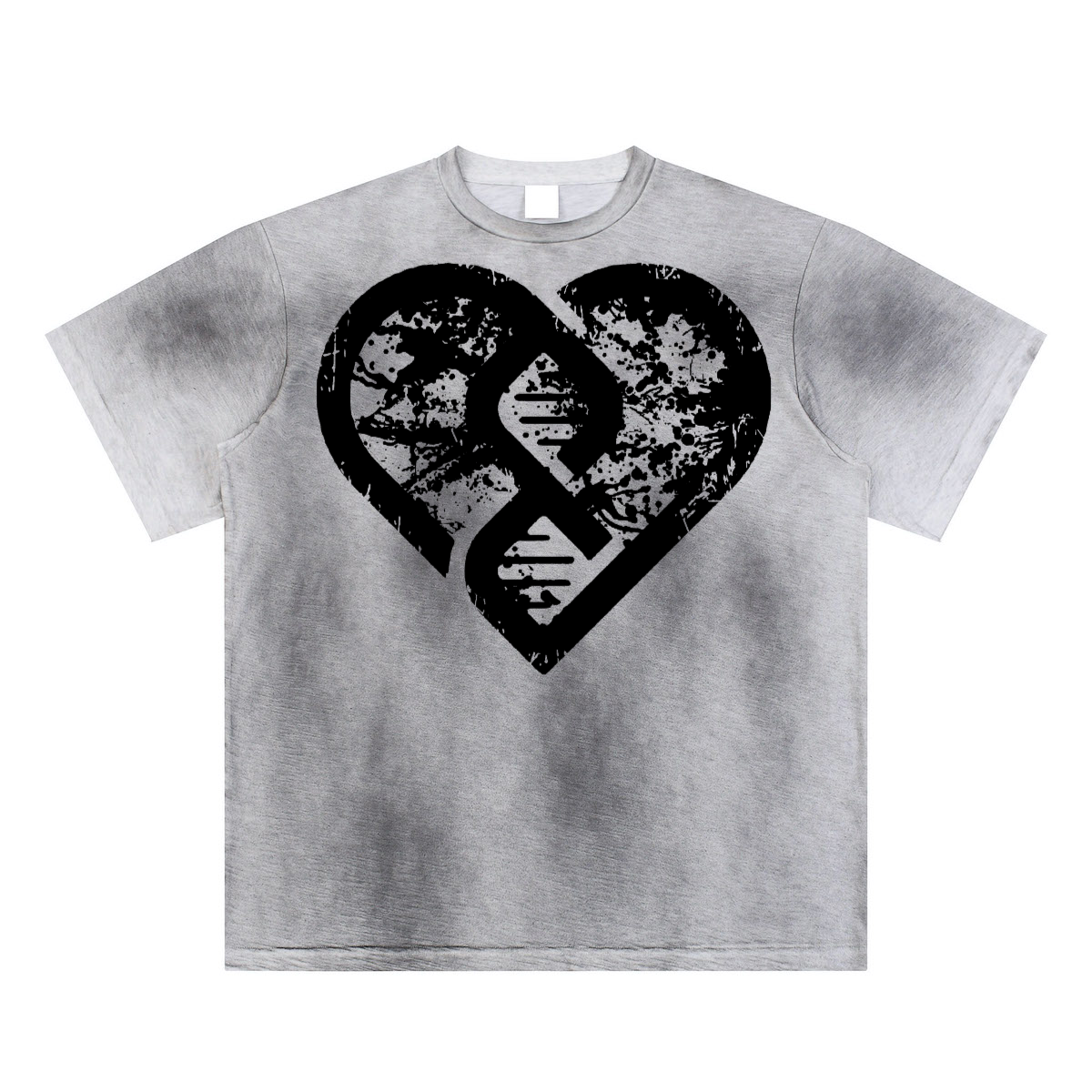 Sunfaded Hand-Painted T-Shirt - Grunge Brand Logo