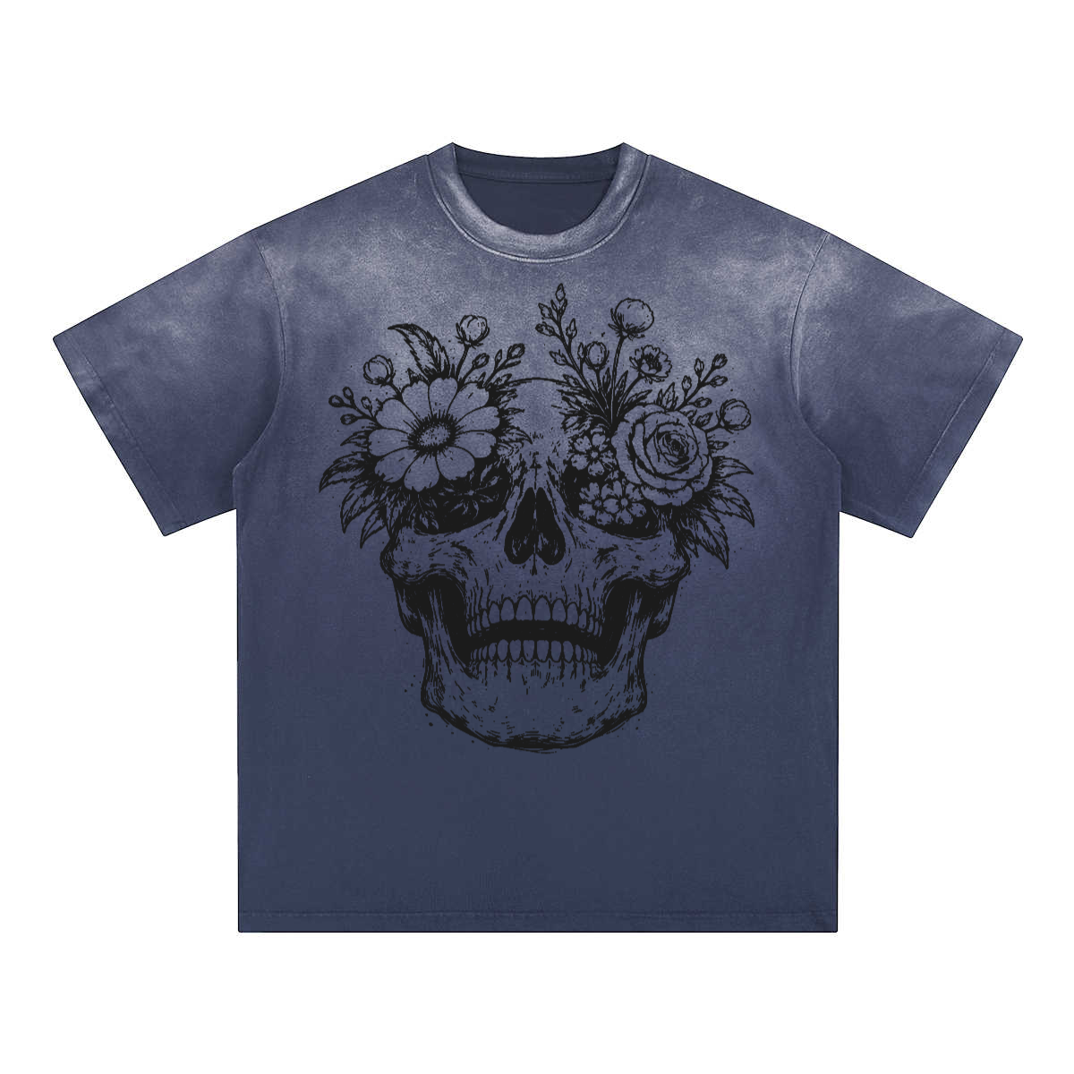 Unisex Heavyweight Washed Gradient T-Shirt Bloom Skull