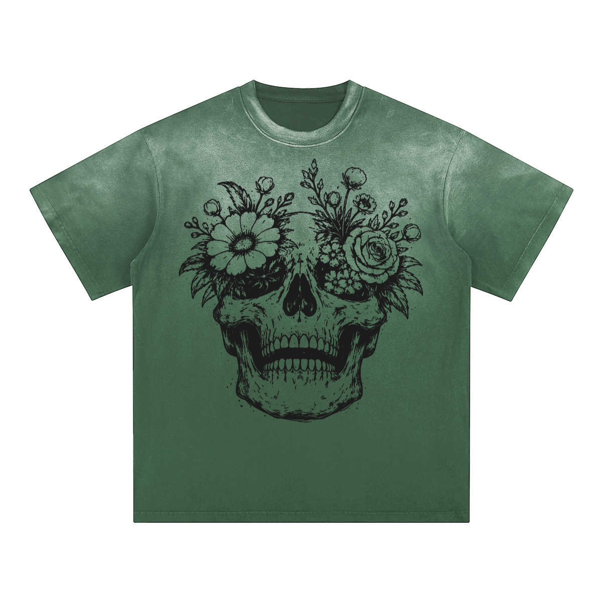 Unisex Heavyweight Washed Gradient T-Shirt Bloom Skull