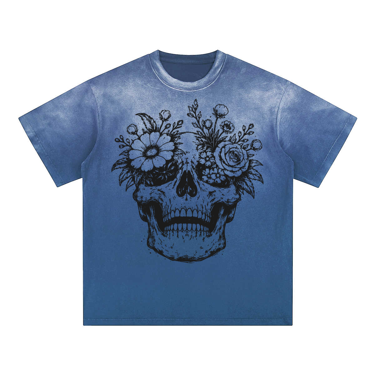 Unisex Heavyweight Washed Gradient T-Shirt Bloom Skull