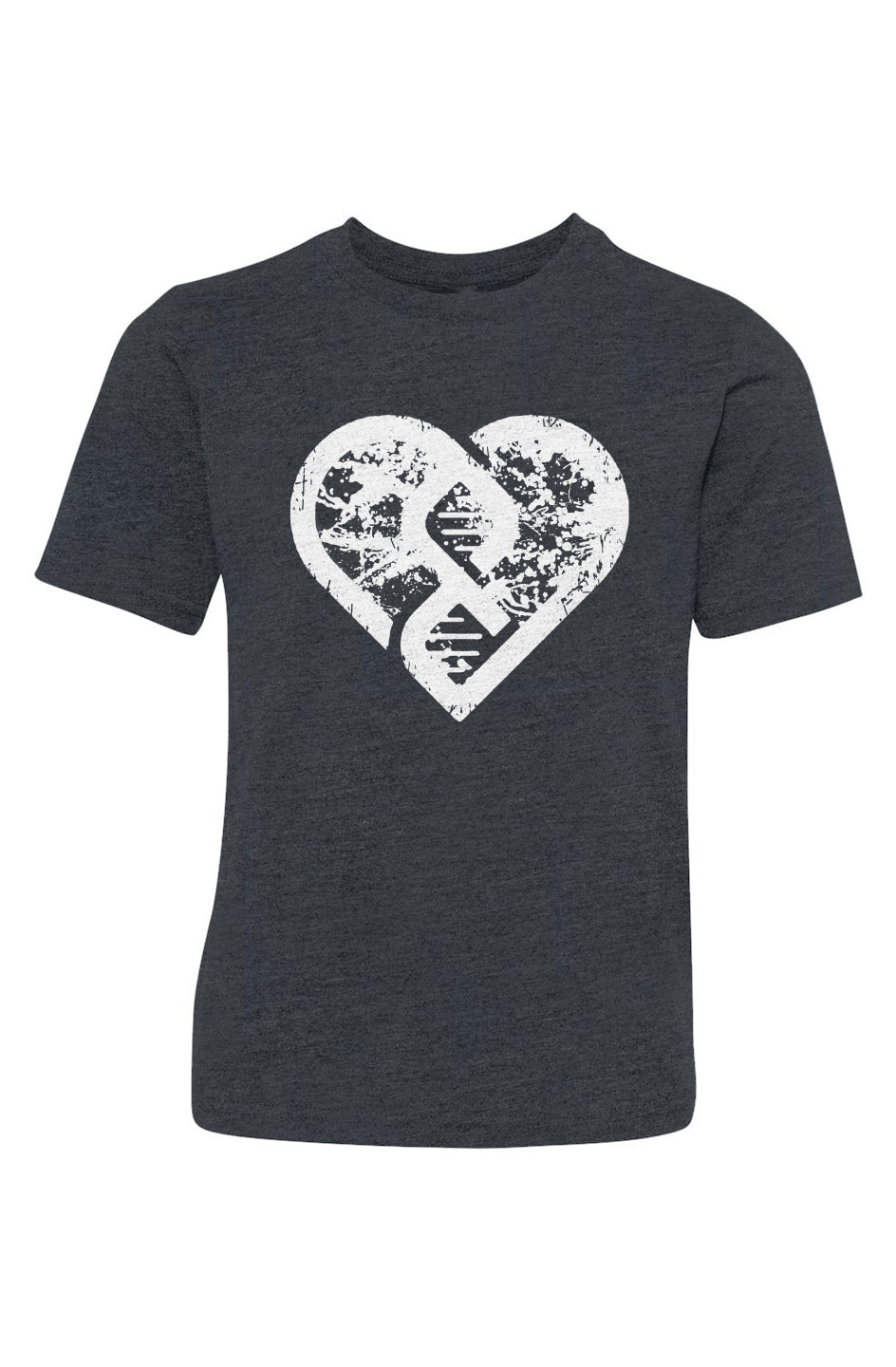 DNA Heart Grunge (White) - Youth Triblend Crew