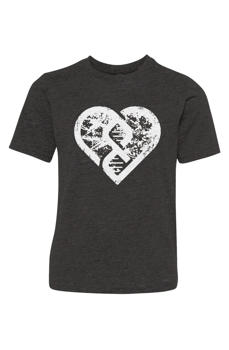 DNA Heart Grunge (White) - Youth Triblend Crew