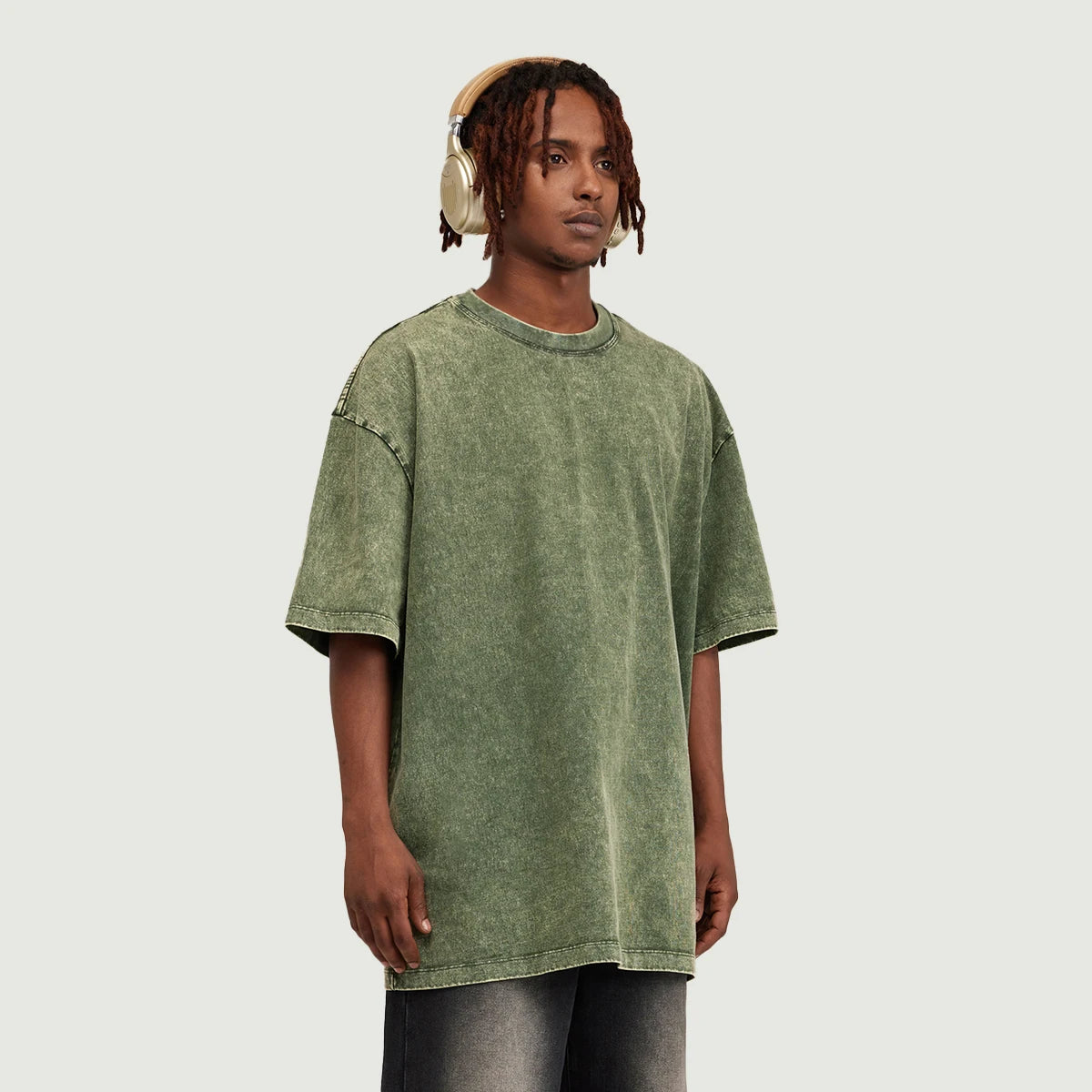 Premium Heavyweight Oversized Snow Wash T-shirt - Blank/No Graphic