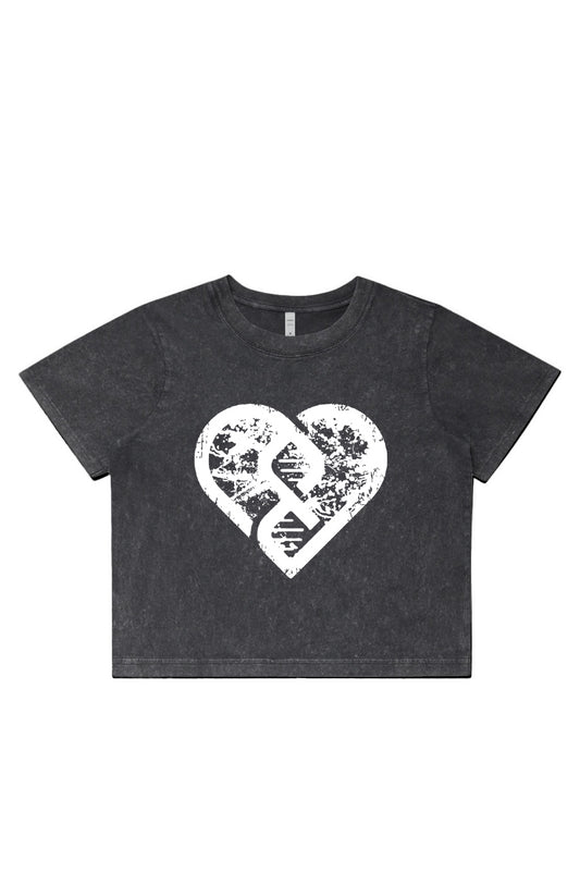 Grunge Heart Stone Wash Heavy Crop
