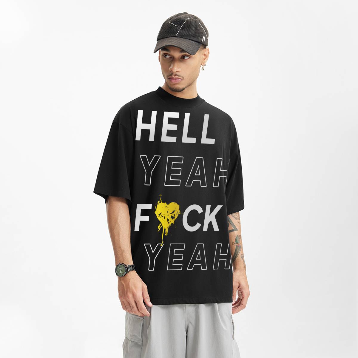 Oversized Heavyweight Graphic T-Shirt - Casual Premium Streetwear Statement Tee