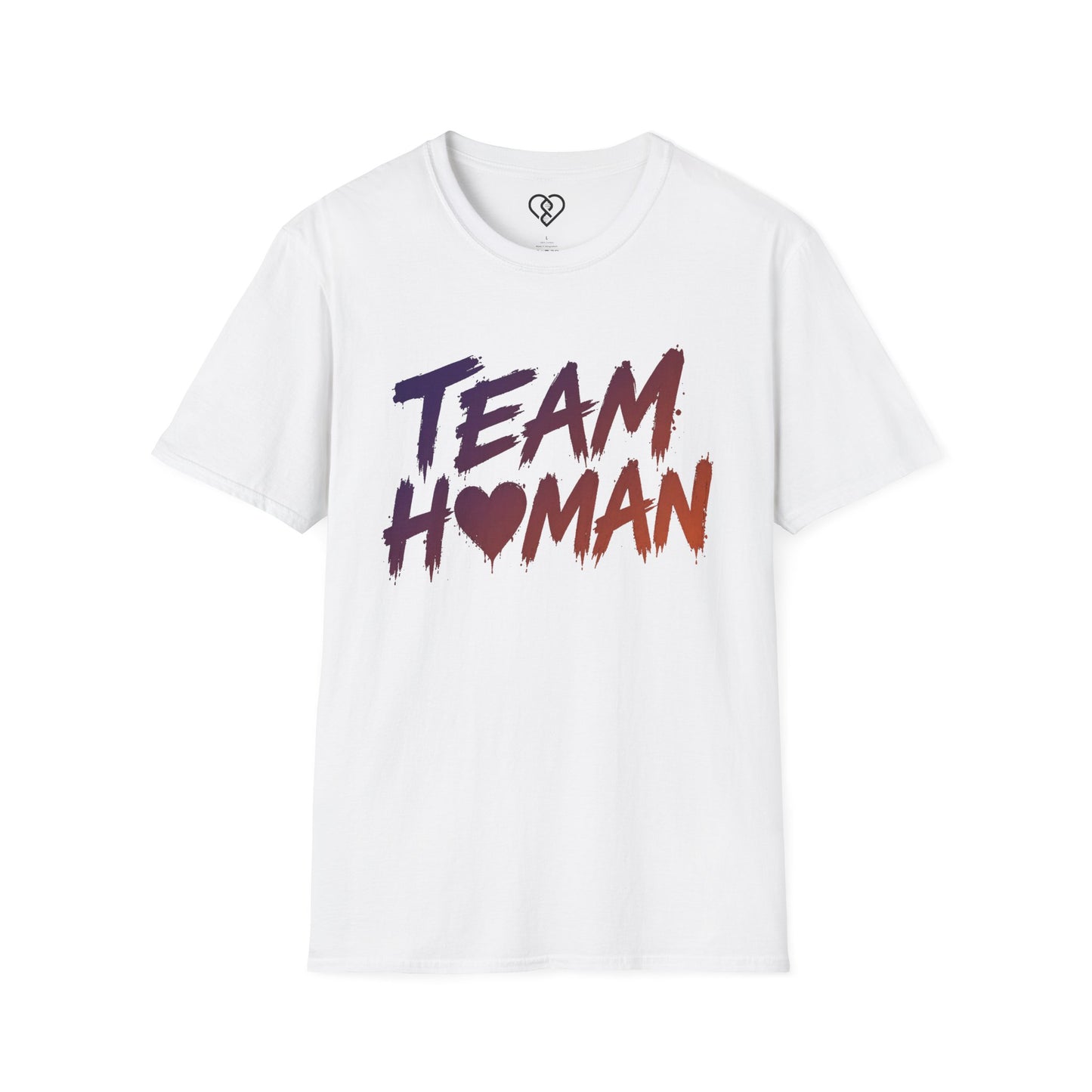 Team Human Graphic Tee — Brush Script Sunset T-Shirt