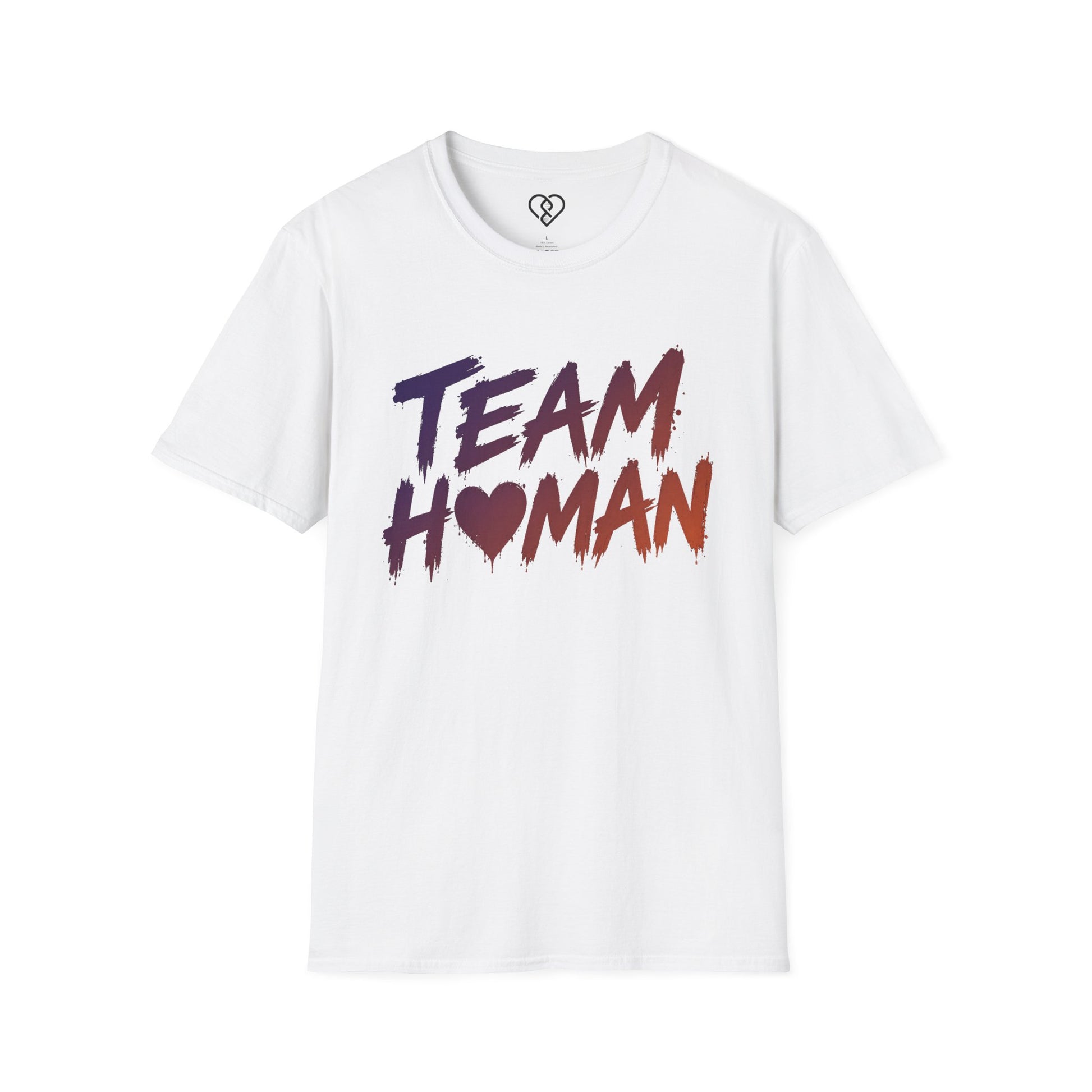 Team Human Graphic Tee — Brush Script Sunset T-Shirt