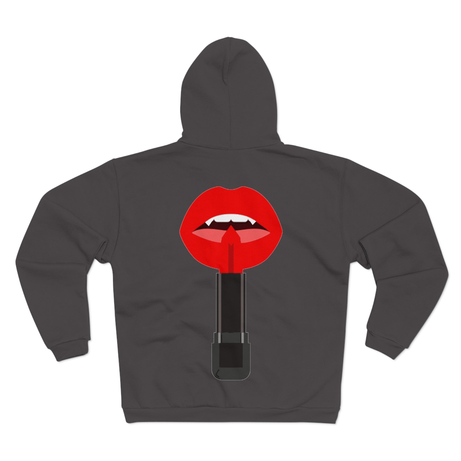 Lipstick Kiss Zip Hoodie — Red Lips XOXO Graphic Zip-Up Hoodie
