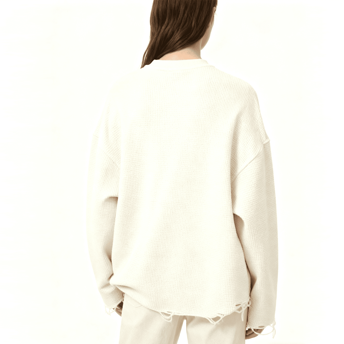 Heavyweight Waffle Cropped Long-Sleeve Shirt