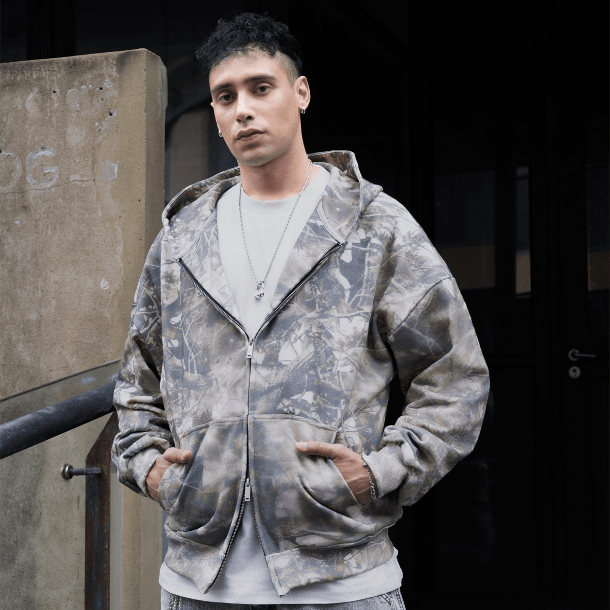 Heavyweight French Terry Camo Zip-Up Hoodie