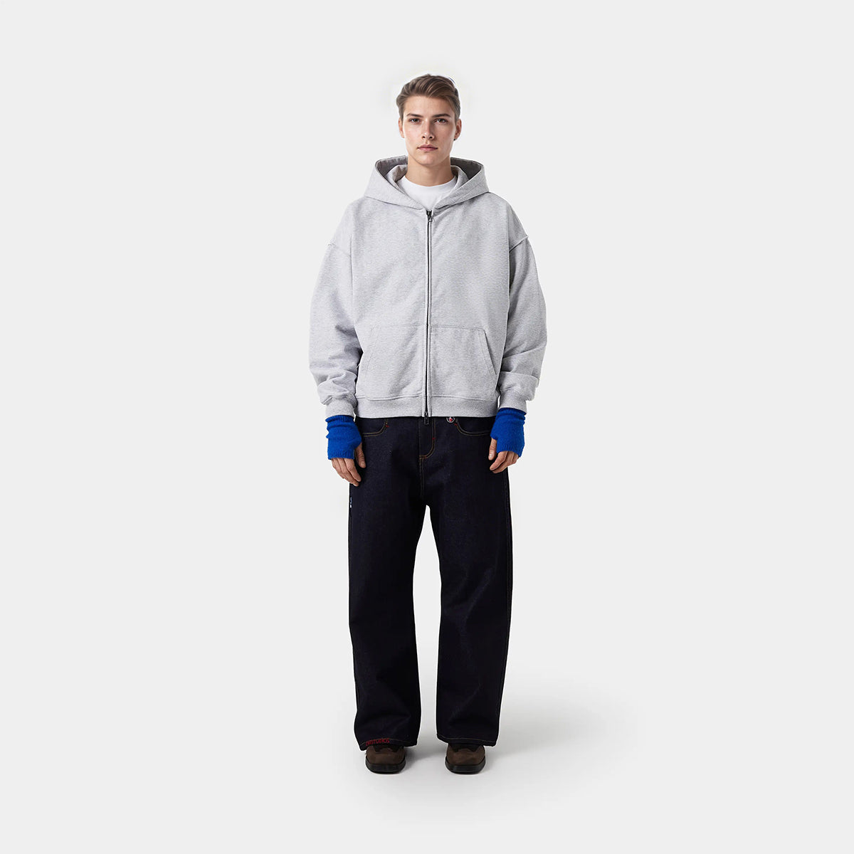 Heavyweight Cropped Double-Zip Hoodie - Casual Streetwear Sweatshirt
