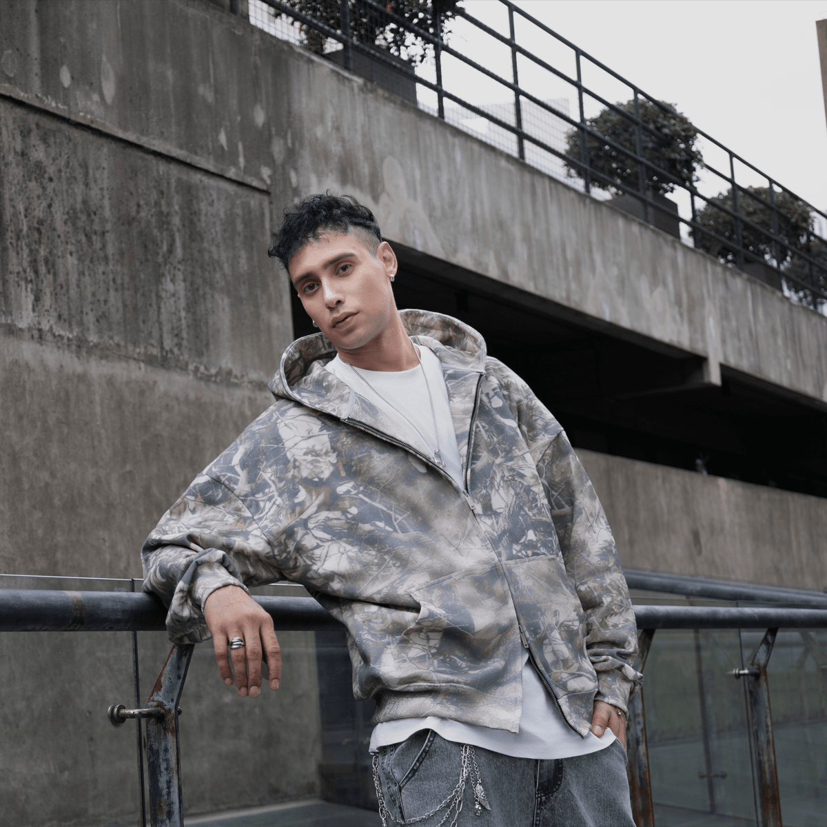 Heavyweight French Terry Camo Zip-Up Hoodie