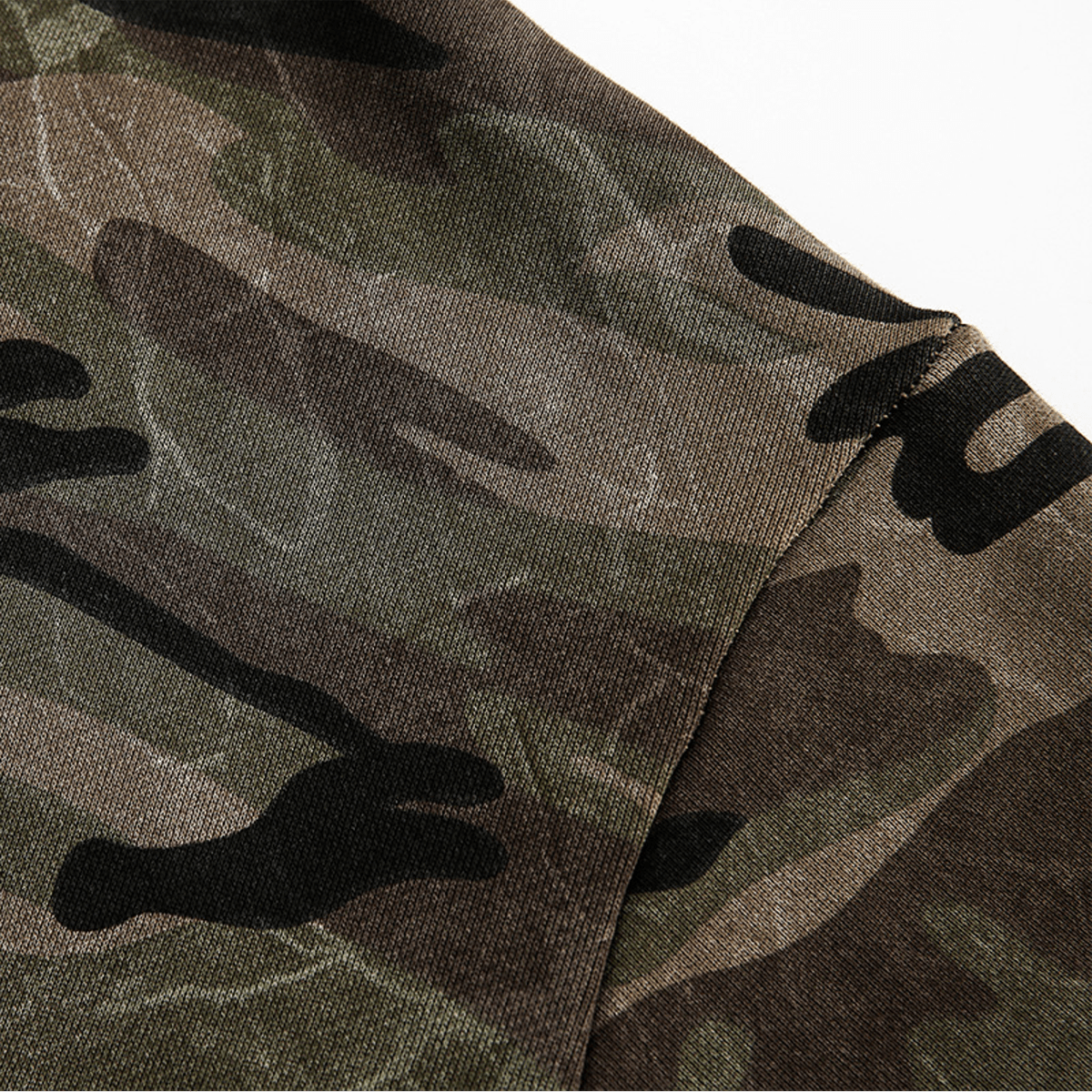 Heavyweight Camo Fur-Trim Zip-Up Hoodie