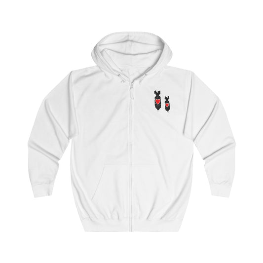Love Bomb Zip Hoodie — Anti-War Graphic Full-Zip Hoodie
