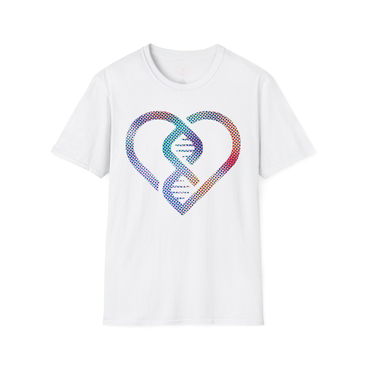 DNA Heart T-Shirt — Colorful Halftone