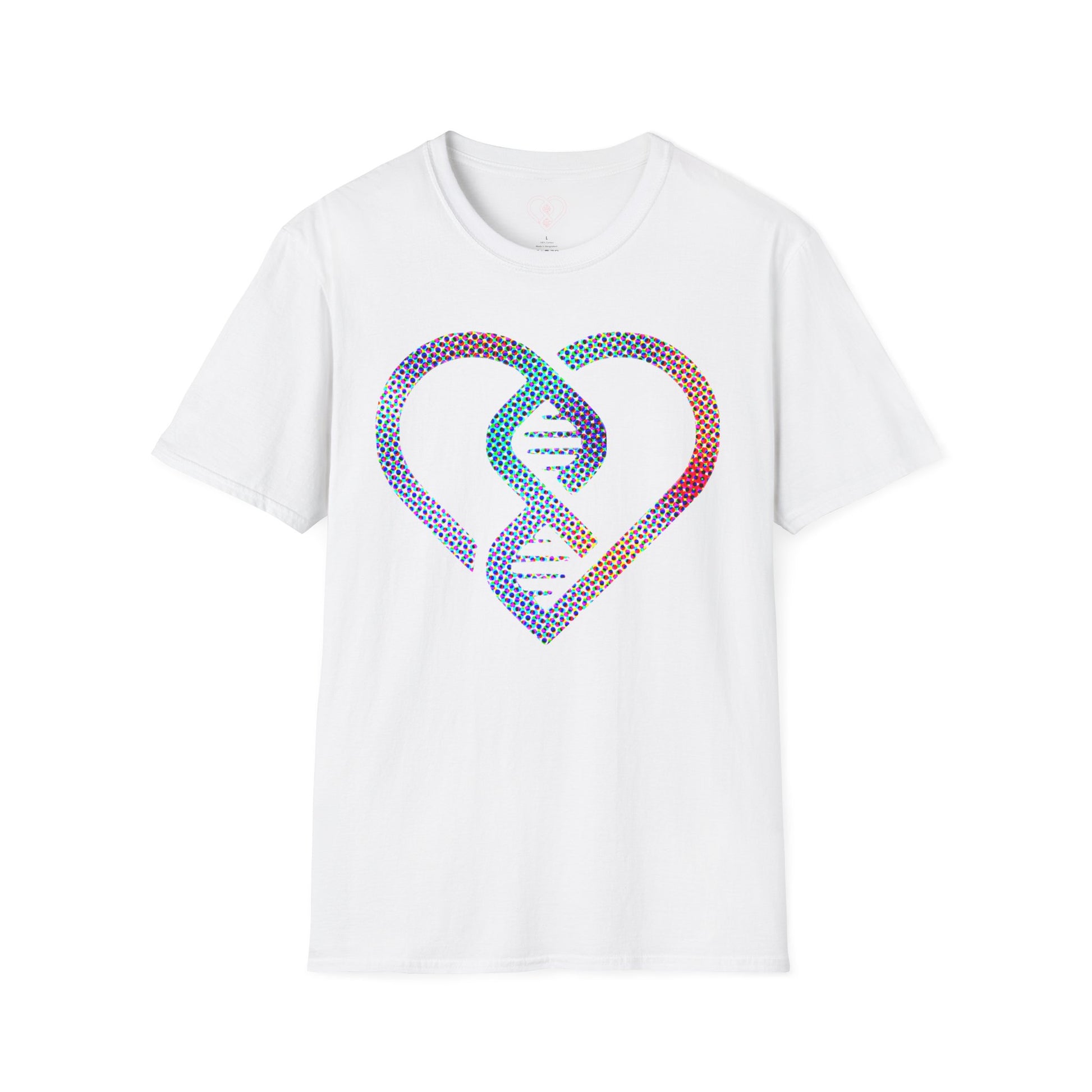 DNA Heart T-Shirt — Colorful Halftone