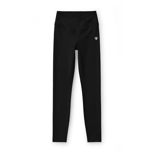 Women’s Luxe Leggings — High-Waist Black Athletic Leggings with Subtle Heart Logo