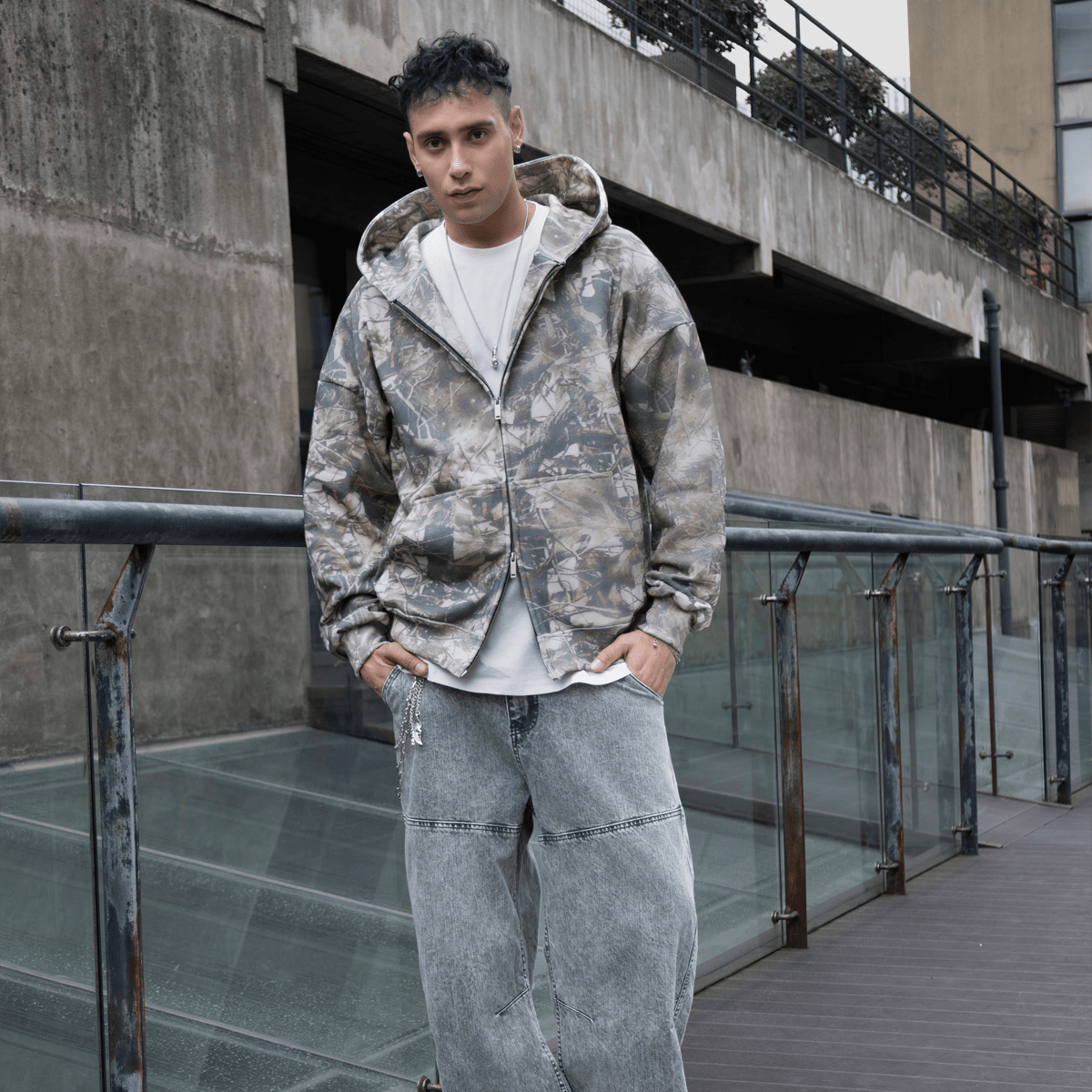 Heavyweight French Terry Camo Zip-Up Hoodie